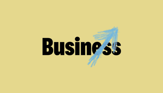 Business course logo on yellow background