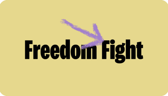 Freedom Fight course logo on yellow background